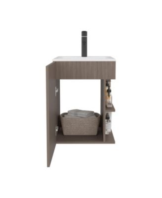 Siena Compact Vanity Cabinet, Single Door, Two Open Side Shelves