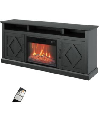 67" Fireplace TV Stand for TVs up to 80" with Storage Cabinets and Shelves, 23" Electric Fireplace, Living Room Bedroom
