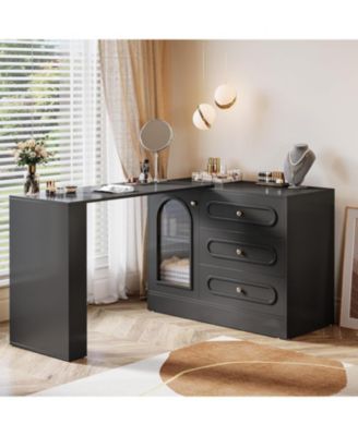 78-Inch Vanity Desk  3 Drawers, with Reversible Cabinet