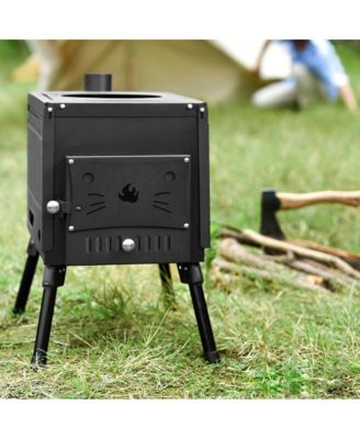 Portable Wood Stove with Top Warming Platform for Camping Cooking & Outdoor Heating