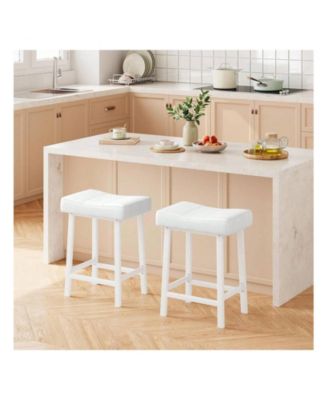 4PCS Counter Height Bar Stools Set, 24 Inch Barstools For Kitchen Island Counter, Bonded Leather Kitchen Stools For Dining Room