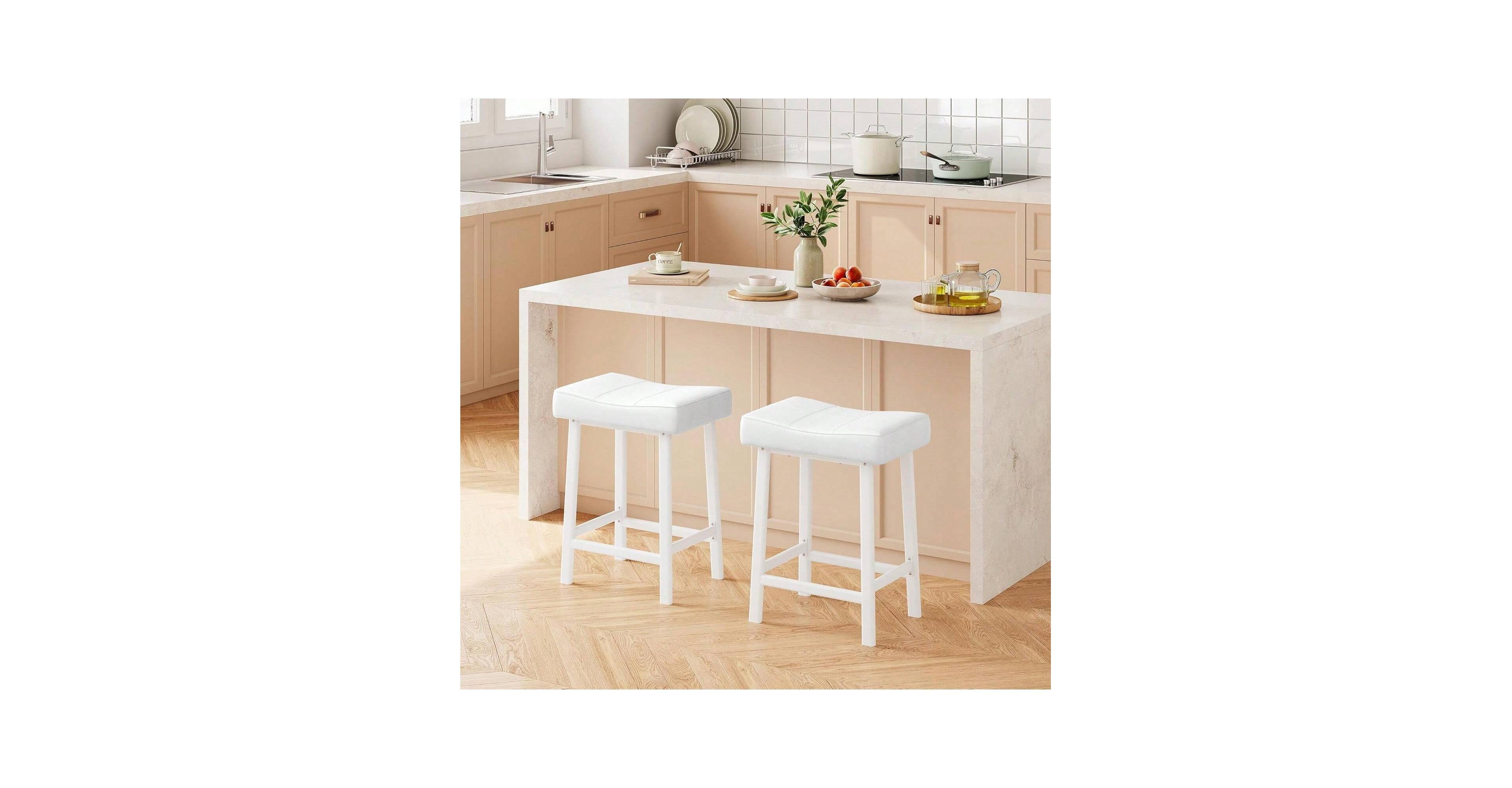 gaomon 4PCS Counter Height Bar Stools Set, 24 Inch Barstools For Kitchen Island Counter, Bonded Leather Kitchen Stools For Dining Room