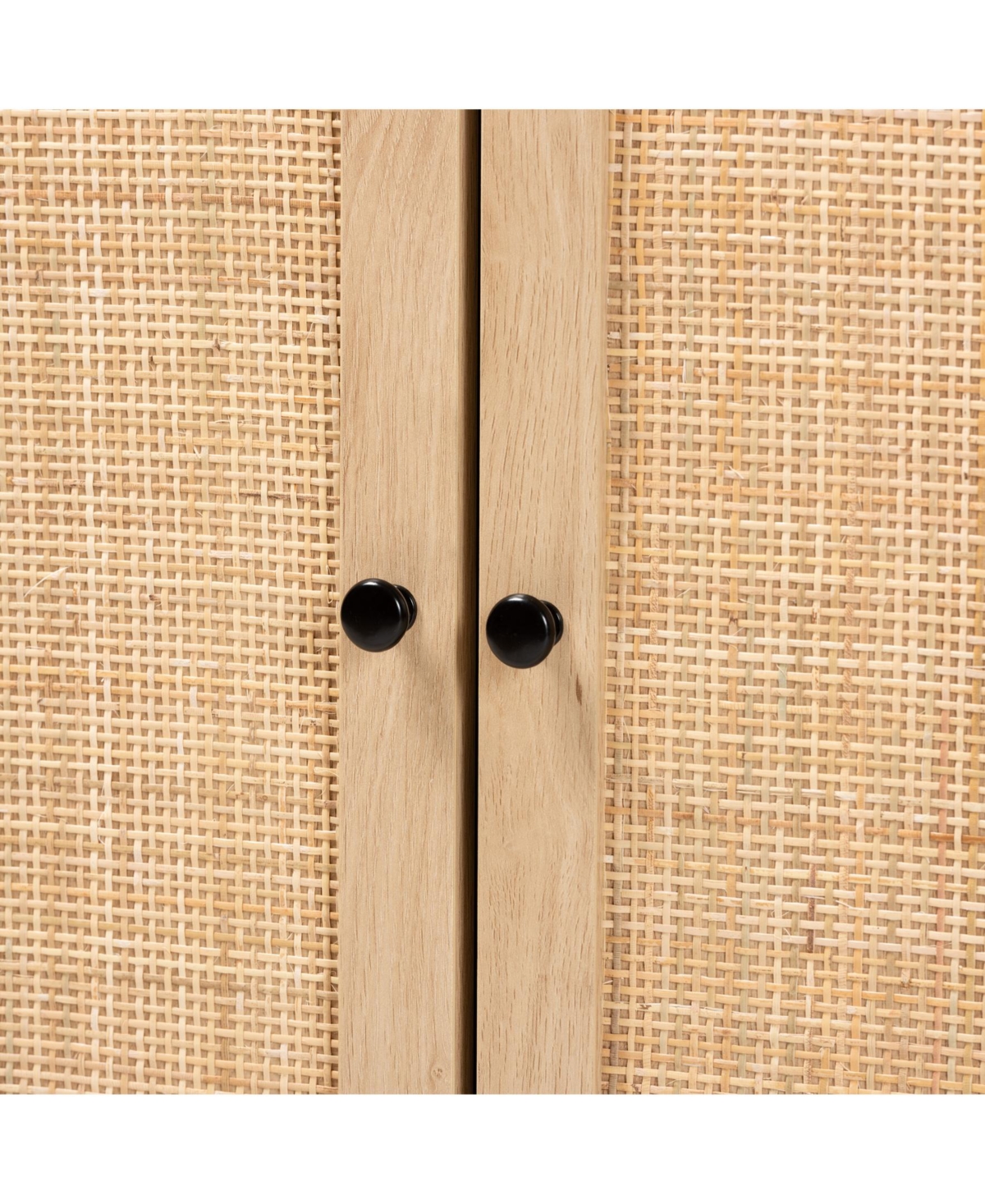 Furniture Declan 15.7" Rattan Mid-Century Storage Cabinet