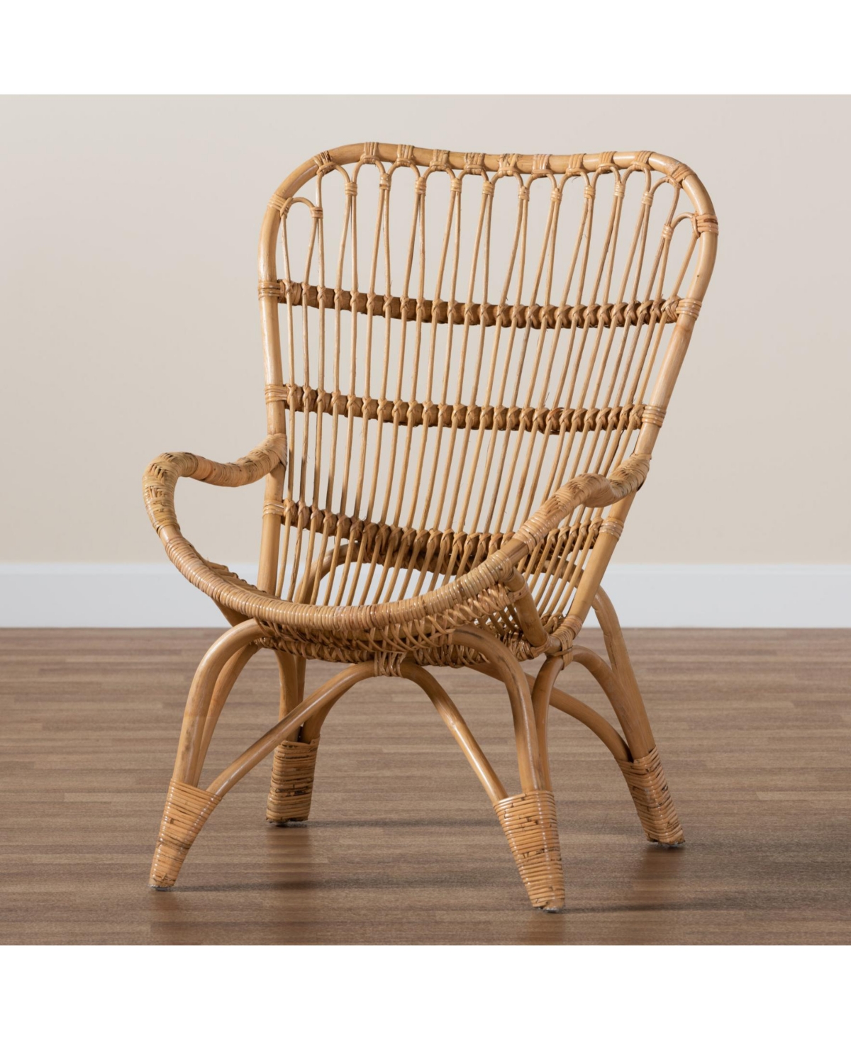 Furniture Earvin 31.9" Rattan Bohemian Armchair