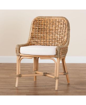 Kyle 24.6" Rattan Bohemian Dining Chair with Cushion