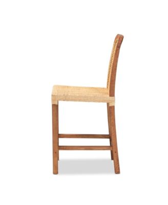 Caspia 20.25" Rattan Mid-Century Counter Stool