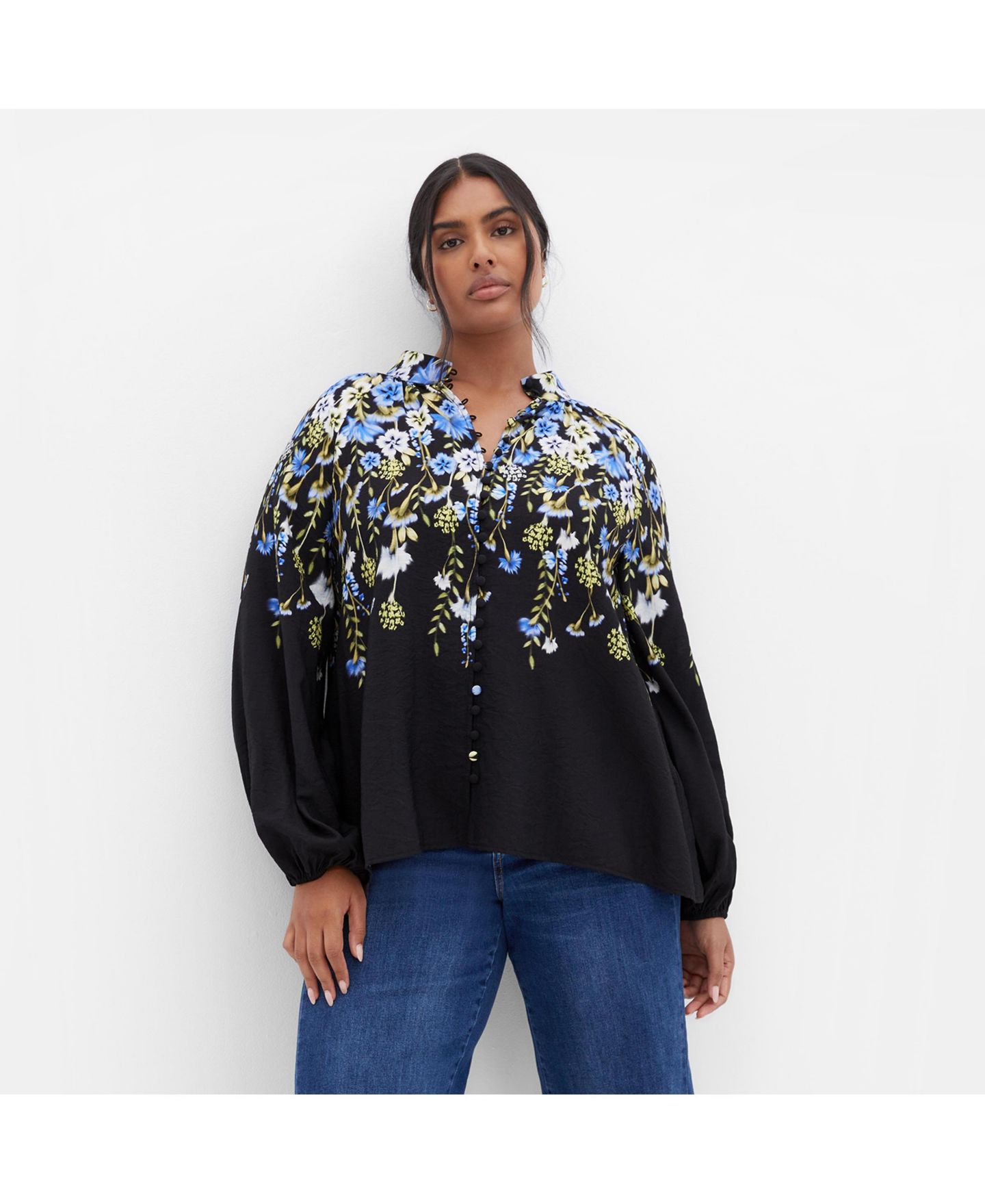 Женская рубашка CITY CHIC Plus Size Lilliana, цвет: Синий с принтом — фото 1
