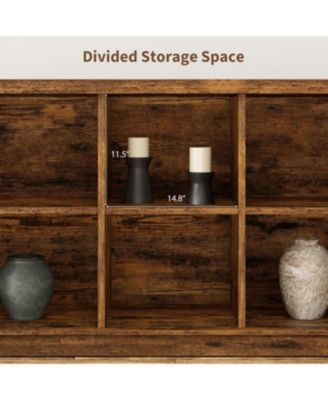 8 Cube Storage Organizer Bookshelf, 62" Long 3-Tier Farmhouse Bookcase, Wood Storage Shelf for Entryway or Living Room