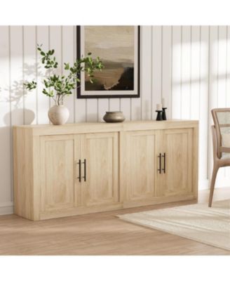 70.8" Sideboard Buffet Cabinet with Storage, 4-Door Mid-Century Modern Wood Credenza, Coffee Bar & Media Console for Living Room