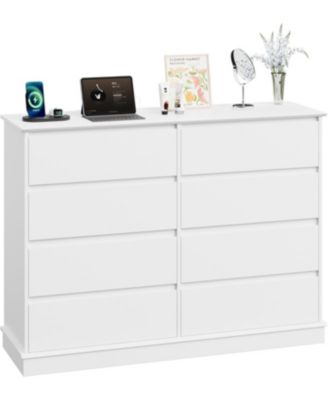 8-Drawer Dresser for Bedroom – Wide Oak Chest with Spacious Top, Modern Wooden Storage Organizer for Closet, Living Room, Hallway