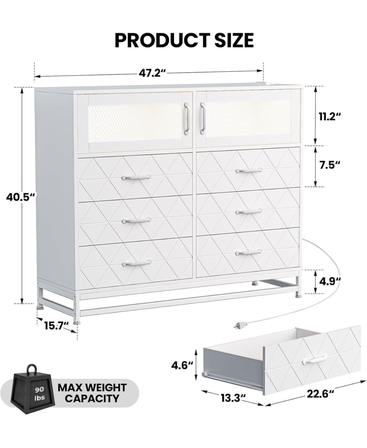 gaomon Dresser for Bedroom with 6 Drawers 2-Door Storage Cabinet Dressers & Chest of Drawers with Charging Station