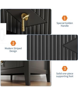 Fluted Dresser for Bedroom 43" Tall, 5-Drawer Modern Wood Chest, Space-Saving Storage Cabinet for Living Room, Hallway, or Entryway