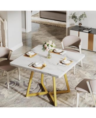 Square Dining Table for 4, 31.5" Industrial Dinner Table with Metal Base, Wood Kitchen Table for Dining Room, Small Space, Apartment