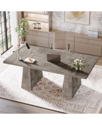 63-Inch Executive Desk, Large Office Computer Desk with Double Pedestal, Modern Simple Workstations