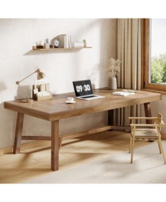 71-Inch Executive Desk, Farmhouse Office Computer Desk with Sturdy Leg Structure, Writing Table