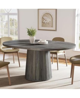 Tribesigns Oval Dining Table for 6 People, 55.11-Inch Farmhouse Kitchen ...