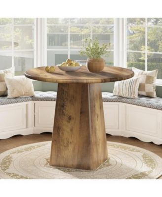 31.5-Inch Round Dining Room Table for 2-4, Farmhouse Small Kitchen Dinner Table, Rustic Brown