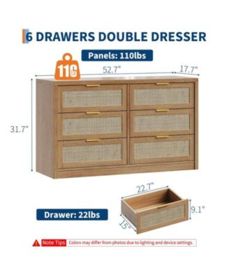 53" Rattan Dresser for Bedroom