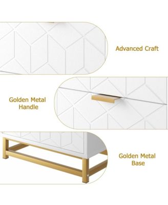 4 Drawer Gold Metal Handles and Sturdy MDF Construction Modern Dresser