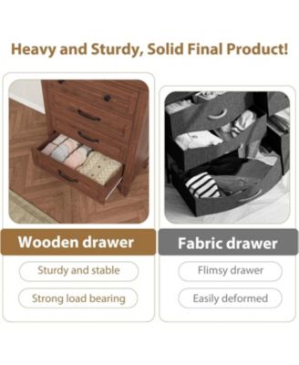 4-Drawer Bedroom Dresser, 34.8" Tall Vertical Chest with Large Storage, Freestanding Wooden Closet Organizer for Bedroom & Living Room