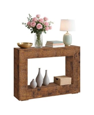 47" Entryway Console Table, Farmhouse Sofa Table Behind Couch with Storage Shelf, Elegant & Spacious Long Hallway & Foyer Table