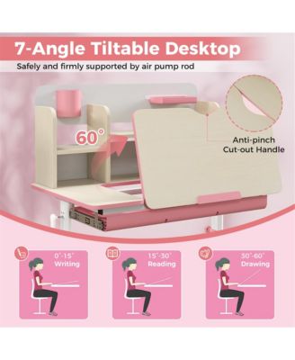 Kids Multifunctional Study Table Study Desk w/ Tiltable Desktop Book Stand