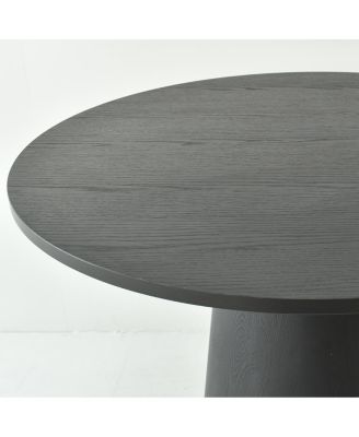 3-Piece Round Dining Table Set for 2, Upholstered Chairs with Rubberwood Legs, Modern Kitchen Table Set for Small Spaces