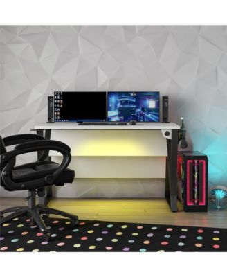 Genesis Electric Adjustable Height Gaming Desk with USB Charging and RGB Lighting White Ergonomic Standing Desk for Professional Gamers