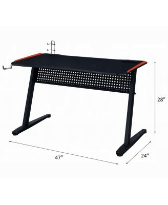 Gaming Desk, Black & Red, LED Lights, USB Port, 47" Surface & Ergonomic Design