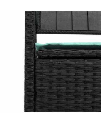 Patio Storage Bench with Cushion Black Poly Rattan