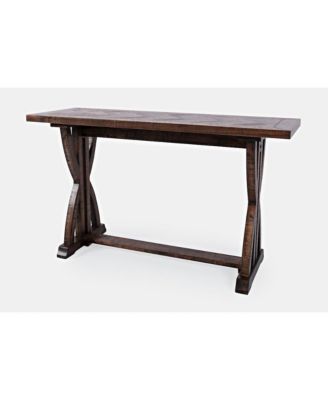 Fairview Transitional Herringbone Distressed Acacia Sofa Table