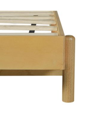  Modern Queen Bed Frame Set with 2 Nightstands, Beige Wood Platform Bed