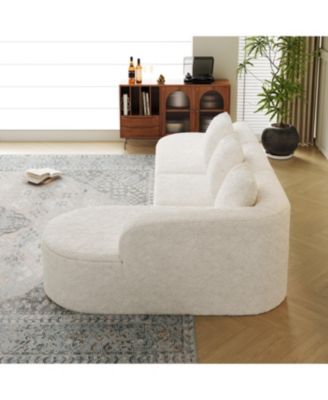 L-shaped curved modular sofa, modern lychee-textured polyester fabric, curved backrest