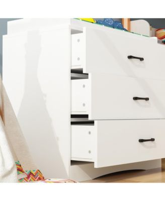 Multi-purpose changing table with three drawers, baby changing station with changing table top and drawers