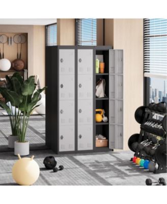 71" Metal Locker Cabinet with Hanging Rod & 2 Shelves, Heavy Duty Steel Storage Lockable for Office, School, Gym, Rust-Resistant