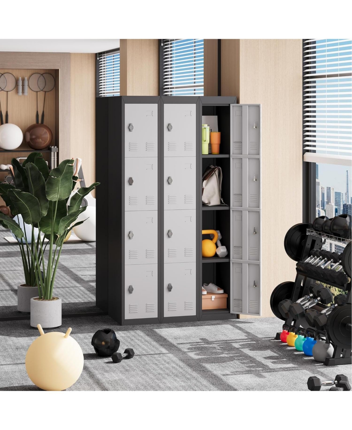 gaomon 71" Metal Locker Cabinet with Hanging Rod & 2 Shelves, Heavy Duty Steel Storage Lockable for Office, School, Gym, Rust-Resistant