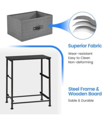 2 Drawer Dresser Nightstand, Black Small Bedside Table with Fabric Drawers, End Table for Bedroom, Living Room, Dorm