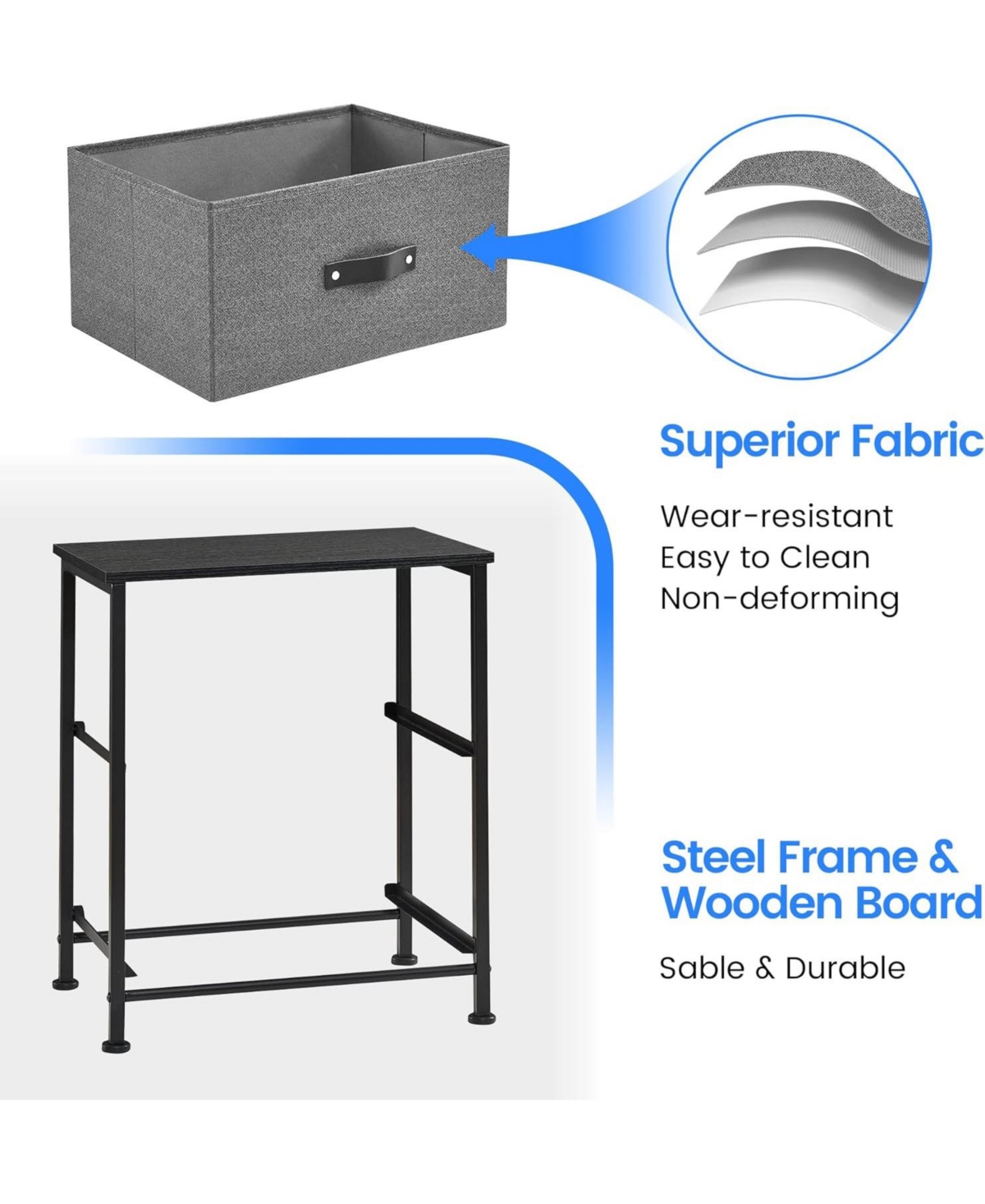 gaomon 2 Drawer Dresser Nightstand, Black Small Bedside Table with Fabric Drawers, End Table for Bedroom, Living Room, Dorm