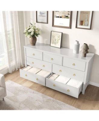 7 Drawer Dresser for Bedroom, 54 in Wide Dresser, Chest of Drawers