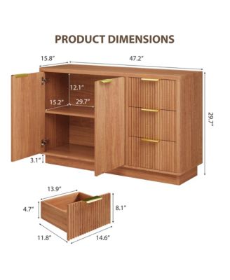 47 in Modern Sideboard Buffet Cabinet with 3 Drawers and 2 Door Storage Wood Buffet Table