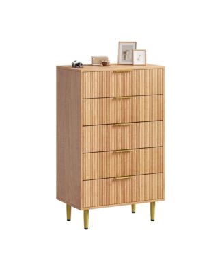 5-DrawerWooden Fluted Design, Smooth-Glide Drawers, Durable Construction Dresser