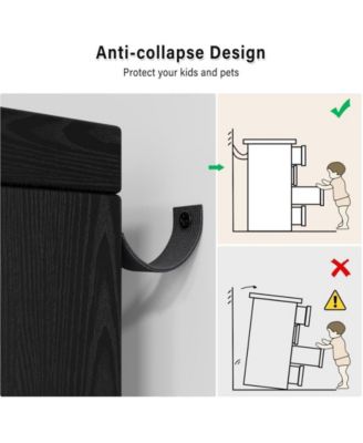 5-Drawer Wooden Oak & Gold Modern Tall Dresser with Deep Storage