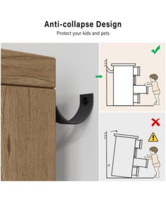 5-Drawer Wooden Oak & Gold Modern Tall Dresser with Deep Storage