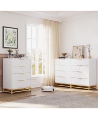 4-Drawer Engineered Wood Soft-Close Glides, Anti-Tip Kit, Space-Saving Design Tall Dresser