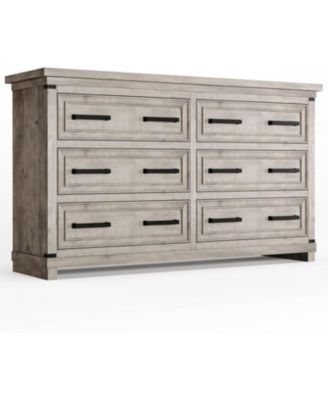 Dresser for Bedroom with 6 Drawers, Farmhouse Chests of Drawers, 55" Wide Wood Dresser with Natural Texture