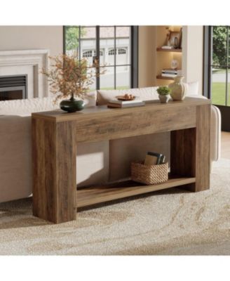 70.9-Inch Console Tables for Entryway, Narrow Wooden Long Sofa Table Behind The Couch, Rustic Brown