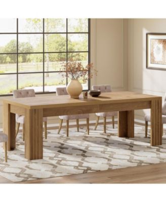 Farmhouse Dining Table for 6-8, Large Rectangle Kitchen Table with Heavy Duty Legs