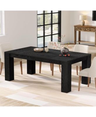 Dining Table for 4 to 6, Rectangular Kitchen Dinner Table, Black Wooden Eating Table