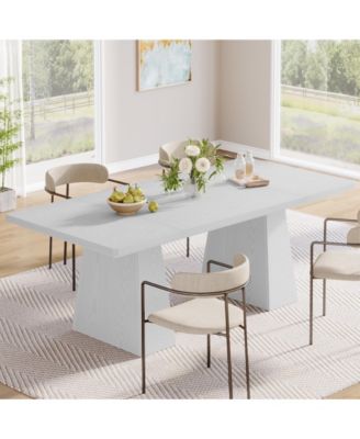 63-Inch Dining Table with Double Pedestal Base, Modern Kitchen Tabl, Espresso Brown