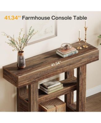 41.34-Inch Farmhouse Console Table, 2-Tier Narrow Sofa Table Behind The Couch, Entryway Furniture